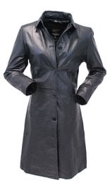 Jamin Leather® Extra Long Button Down Lambskin Leather Coat for Women #L1401398ZK