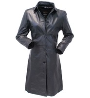 Jamin Leather® Extra Long Button Down Lambskin Leather Coat for Women #L1401398ZK