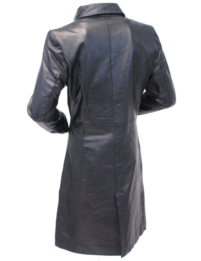 Jamin Leather Extra Long Lambskin Leather Trench Coat For Women # ...