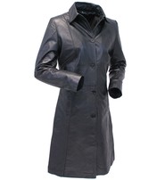 Jamin Leather Extra Long Button Down Lambskin Leather Coat for Women #L1401398ZK