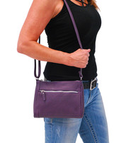 Purple Cowhide Leather Zipper Purse #P5194PUR