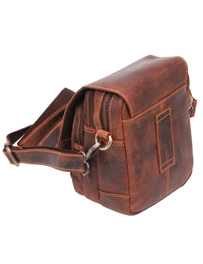 Vintage Brown Cross Body Travel Bag and Belt Pouch #P163201N