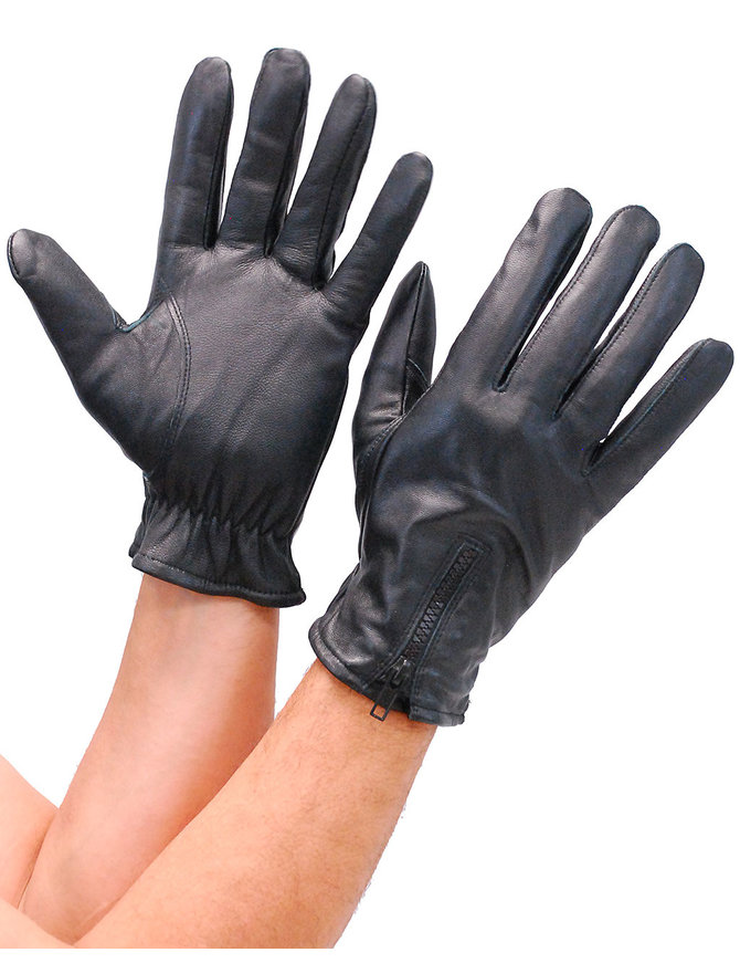 Leather Driving Gloves with Zipper Back #G743ASZ