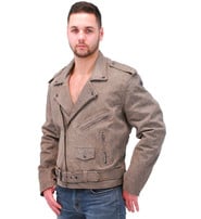 Jamin Leather Men's Light Brown Leather Motorcycle Jacket #MA381GZN