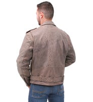 Jamin Leather Men's Light Brown Leather Motorcycle Jacket #MA381GZN