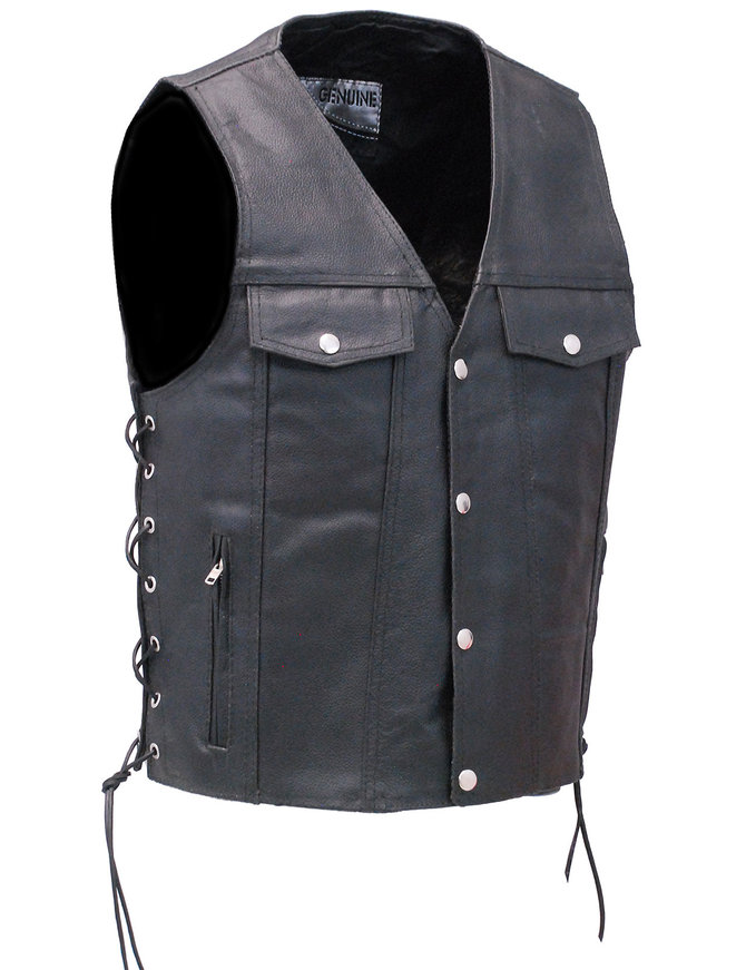 Classic Leather Vest - Denim Style #VM2601L