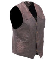 Premium Rich Brown Leather Plain Men's Vest #VM2621N - Jamin Leather®