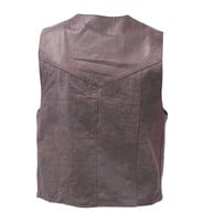 Jamin Leather® Premium Rich Brown Leather Plain Men's Vest #VM2621N