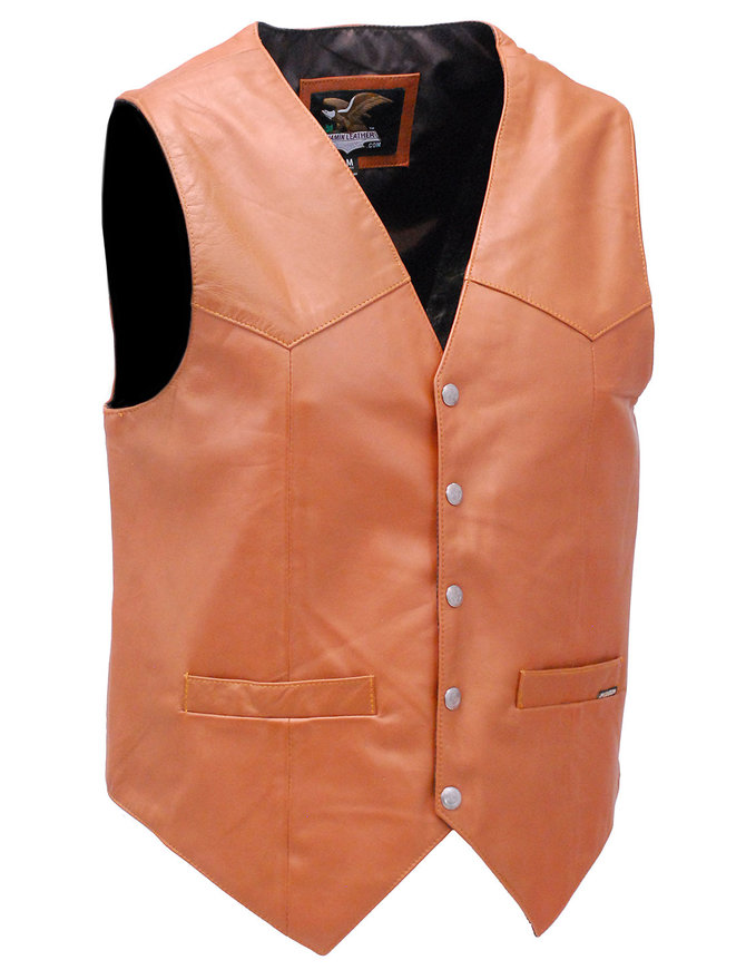 Jamin Leather® Light Brown Vintage Waxy Lambskin Leather Vest #VM5081WN