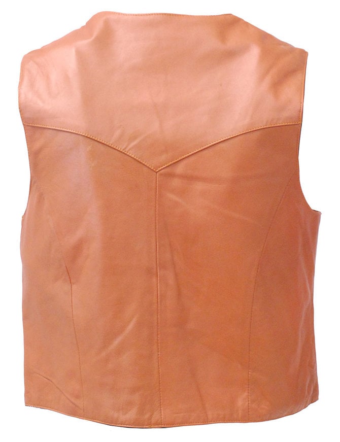 Jamin Leather Light Brown Vintage Waxy Lambskin Leather Vest #VM5081WN