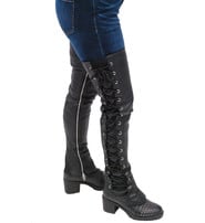 Leather Thigh High Side Lace Boot Upper #A6760XLZK