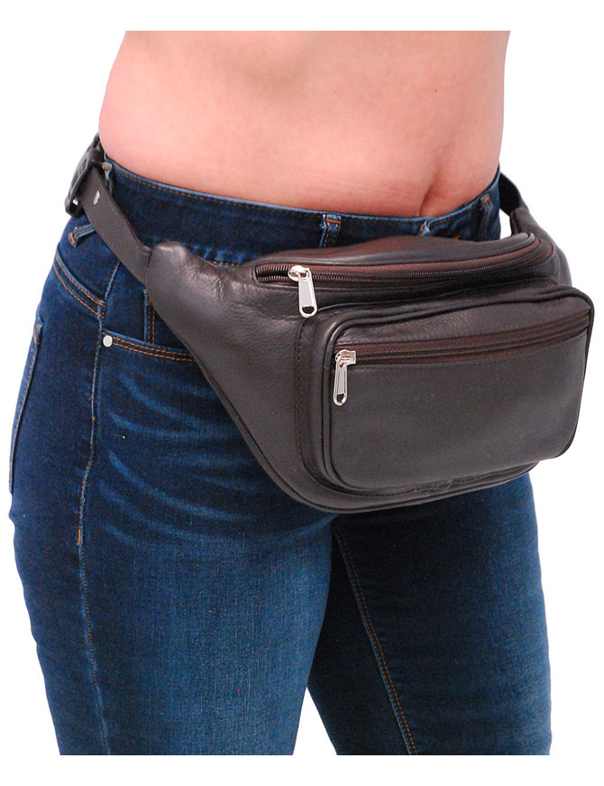 tan leather fanny pack