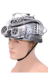 Silver Steampunk Helmet w/Goggles & More #H39419XSIL