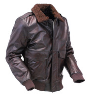 First MFG Brown Classic A2 Leather Bomber Jacket w/Removable Collar #M2191N
