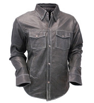 Milwaukee Men's Vintage Gray Leather Shirt w/CCW Pockets #MSA1605GY