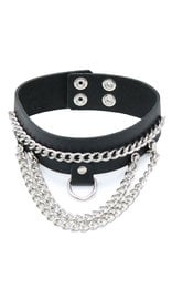 Jamin Leather® Wide Leather Multi-Chain Choker w/D-Ring #N16015DCC