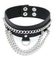 Jamin Leather® Wide Leather Multi-Chain Choker w/D-Ring #N16015DCC