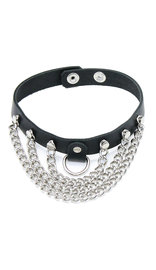 Jamin Leather® Leather Triple Chain Choker w/D-Ring #N16016DCCC