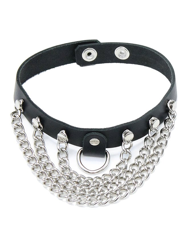 Jamin Leather Leather Triple Chain Choker w/D-Ring #N16016DCCC