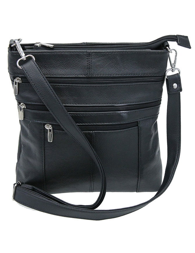 Jumbo Black Leather Cross Body iPad Purse #P6030K