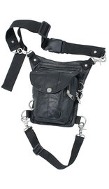 Short Black Leather Thigh Bag w/Small Concealed Pocket #TB2083GRK