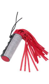Jamin Leather Red Leather Crystal Whip Cat-o-Nine Tails #WHIP9124CRR