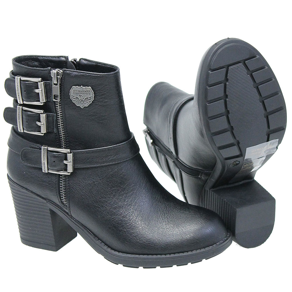 Black, Size 7 Milwaukee Mens 6 Side Buckle Boots
