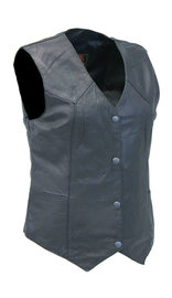 Milwaukee Women's Long Black Vest in Soft Naked Leather #VL4545GK