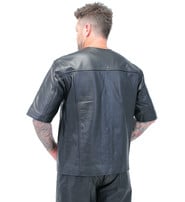 Jamin Leather Short Sleeve - Half Sleeve Leather Shirt w/Sport Collar #MSS9013K