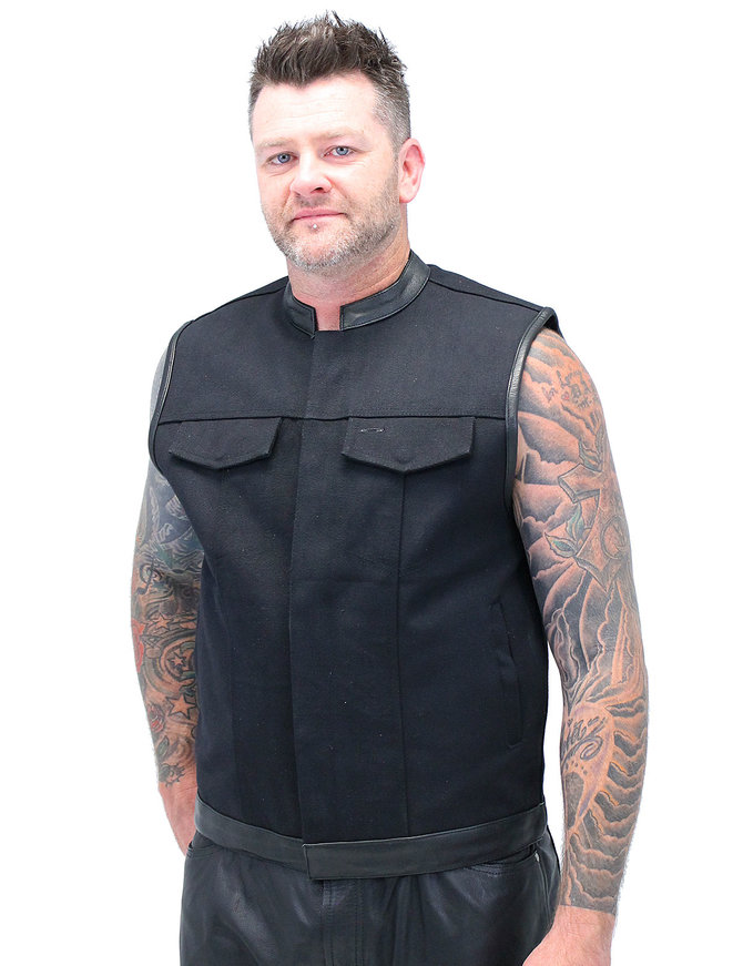 black denim club vest