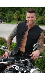 Men's Black Denim & Leather Club Vest w/CCW Pocket #VMC3010K