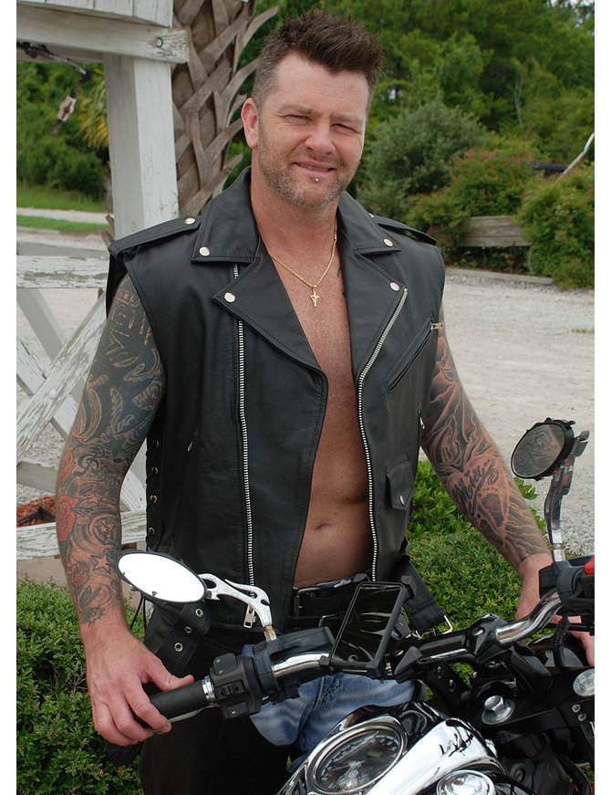 Jamin Leather® Sleeveless Leather Motorcycle Jacket #VM30MCK