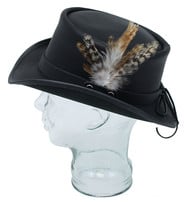 Made in USA SteamPunk Black Leather Marlow Top Hat #H63MARLO