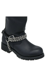 Jamin Leather Double Heavy Chain Leather Boot Straps #BS21XK