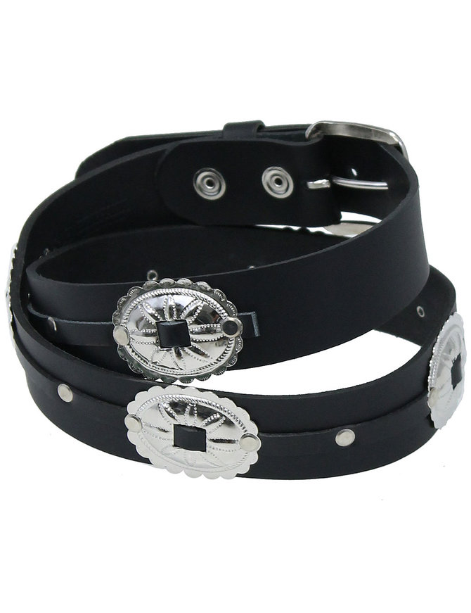 Black Leather Belt With Buc-ee's Conchos 28,30,40,46,56