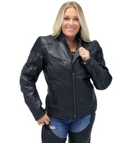 Women's Ultimate Black Racer Vented Motorcycle Jacket #L68330VZRK