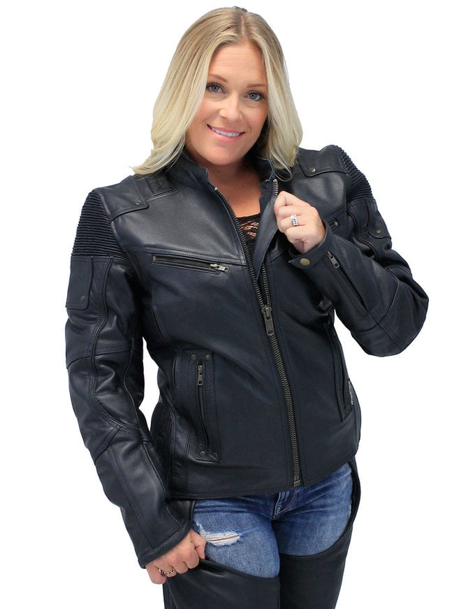 Women's Ultimate Black Racer Vented Motorcycle Jacket #L68330VZRK ...