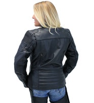 Women's Ultimate Black Racer Vented Motorcycle Jacket #L68330VZRK