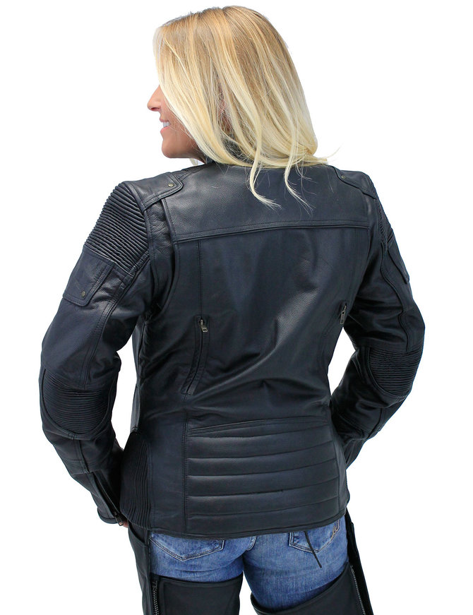 Women's Ultimate Black Racer Vented Motorcycle Jacket #L68330VZRK