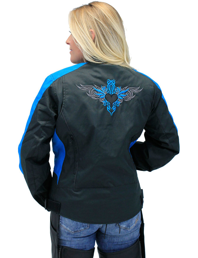 Teal Heart Embroidered Textile Women's Jacket #LC3585HT