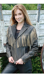 Jamin Leather Womens Cut Edge Brown Leather Fringe Western Jacket #LA21488FN