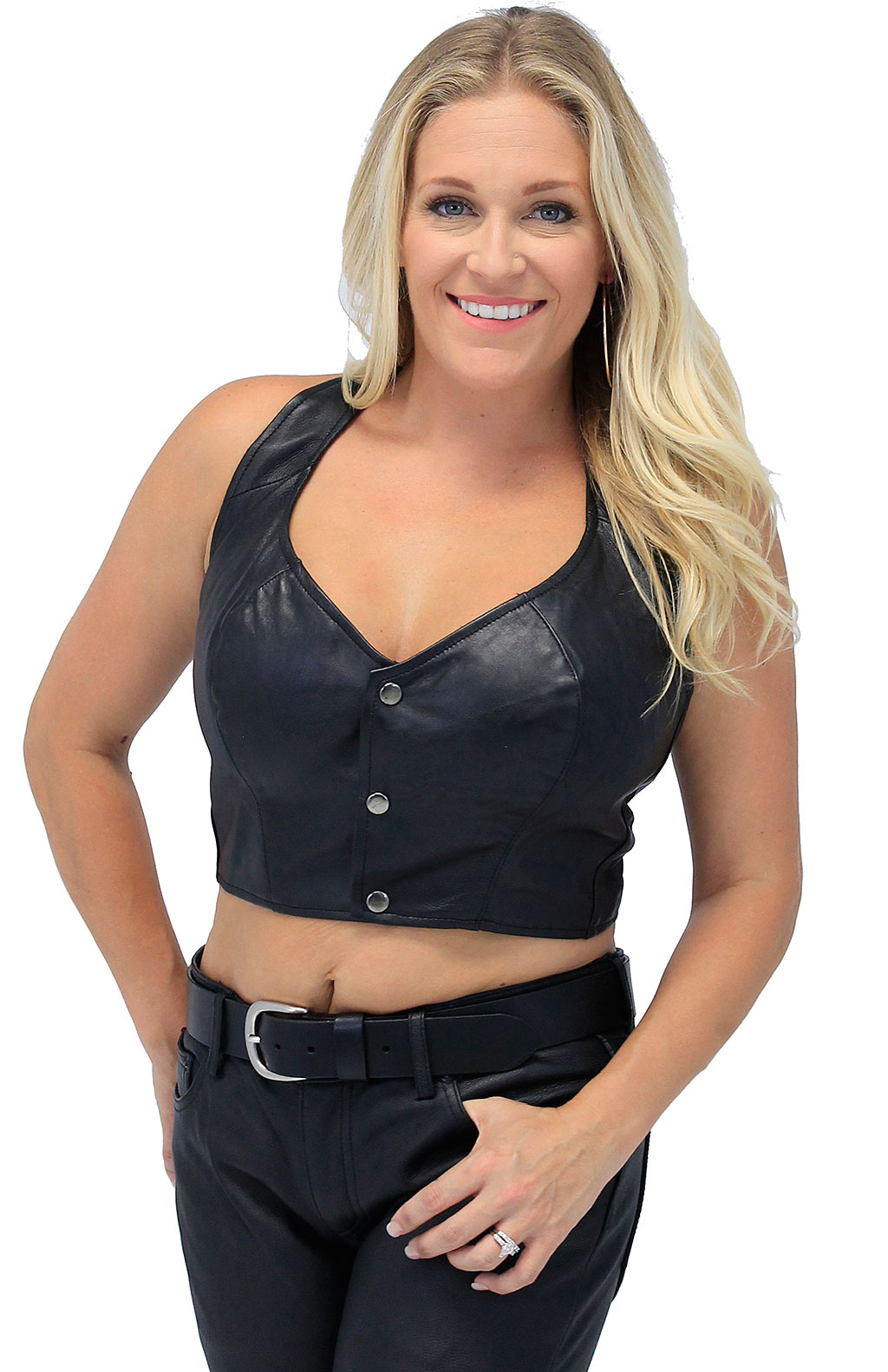 D-Ring Lace Up Leather Halter Top #VL34DL - Jamin Leather®