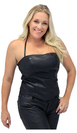 Jamin Leather Leather Halter Top w/Built in Support #LH2083SK (XL-5X)