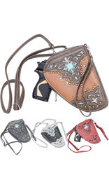 Small Cross Body Pistol Purse with Turquoise and Studs #P182GTS