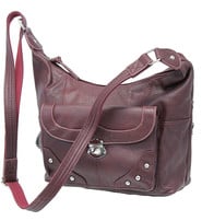 9x11 Oxblood Heavy Leather CCW Purse with Studded Flap Pocket #P70053GSR