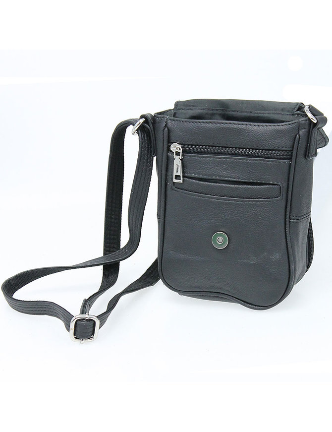 6x8 Black Small Heavy Leather Concealed Pocket Purse with Magnetic Flap #P70180GK