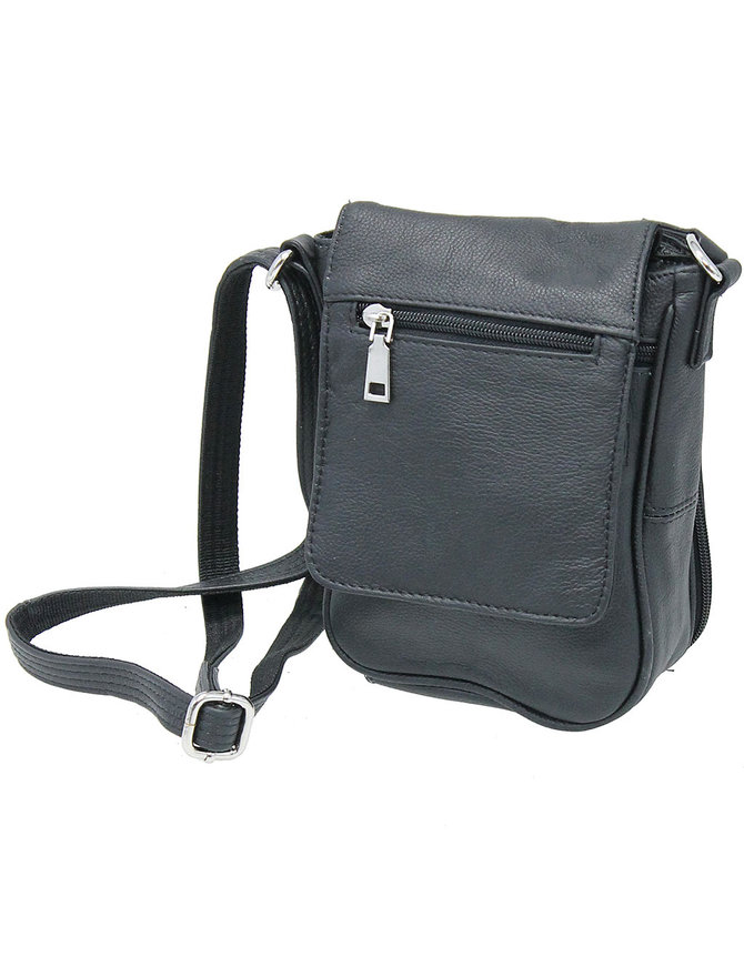 6x8 Black Small Heavy Leather Concealed Pocket Purse with Magnetic Flap #P70180GK