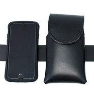 Black Leather Cell Phone Belt Pouch #CC520K