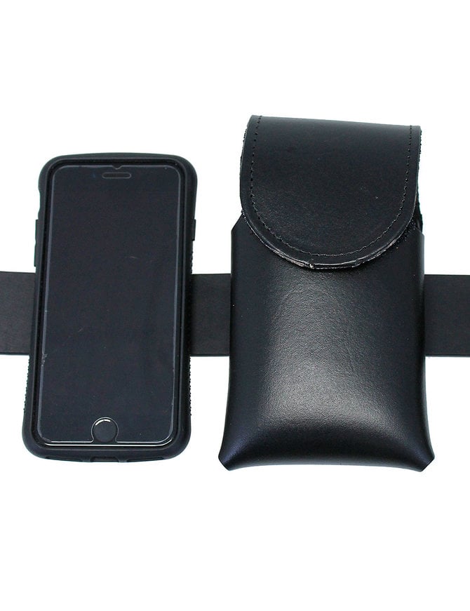 Black Leather Cell Phone Belt Pouch #CC520K