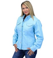 Women's Light Blue Leather Shirt #LS86223U (XS-3X)